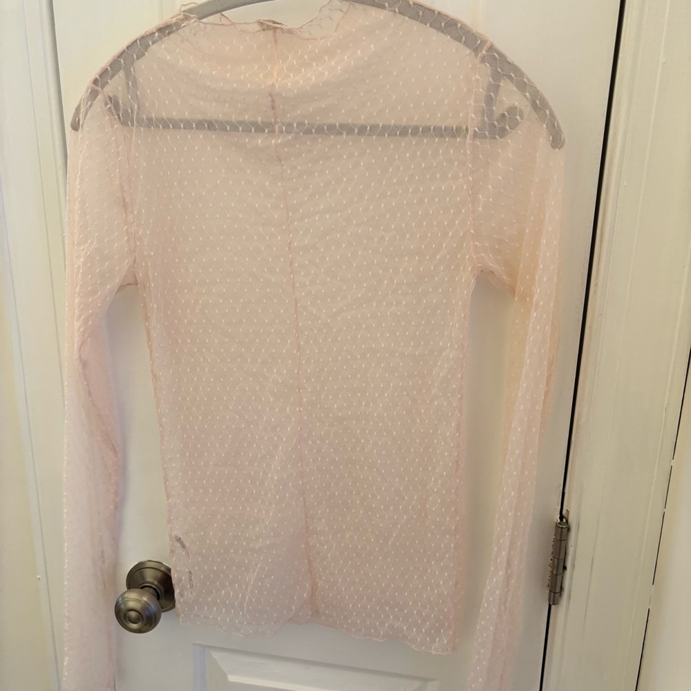 Free People Pink Sheer Mesh Long Sleeve Top - Picture 9 of 11